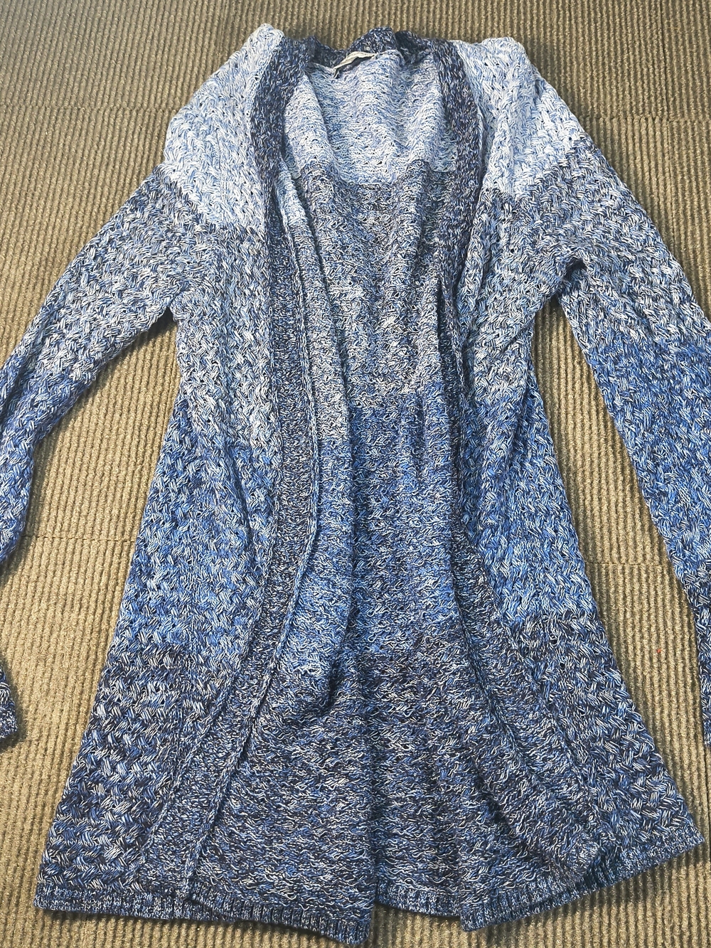 Open-Front Longline Women’s Sweater Cardigan - Blue Gradient